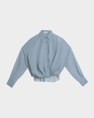 Twisted Sheer Cotton Button-Down Shirt