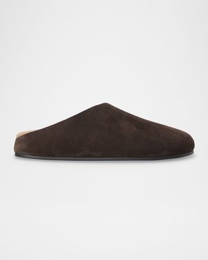 Hudson Fur-Lined Suede Slide Mules