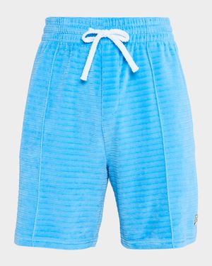 Men's Velour Pintuck-Pleated Drawstring Shorts