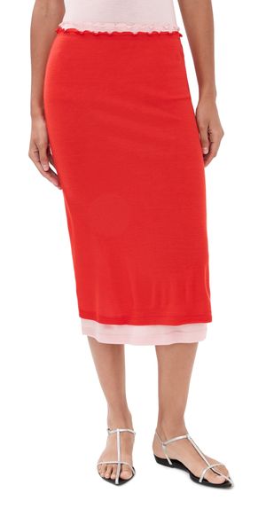 Jil Sander Double Layered Skirt Red/Pink S