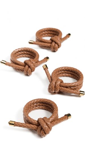 Kim Seybert Rope Knot Napkin Rings Set of 4 Brown One Size