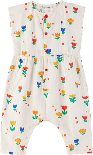 Bobo Choses Baby Off-White Garden Party All Over Woven Jumpsuit