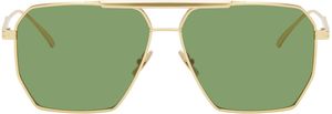 Bottega Veneta Gold Classic Aviator Sunglasses