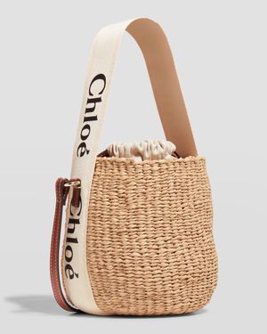 Woody Small Mifuko Basket Bag in Fair Trade Paper Embellished with Linen