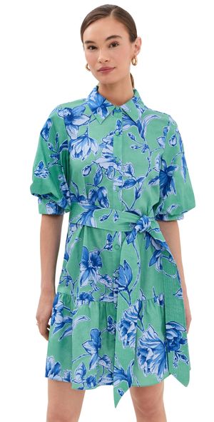 Figue Georgie Dress Floral Sketch Apple Green L