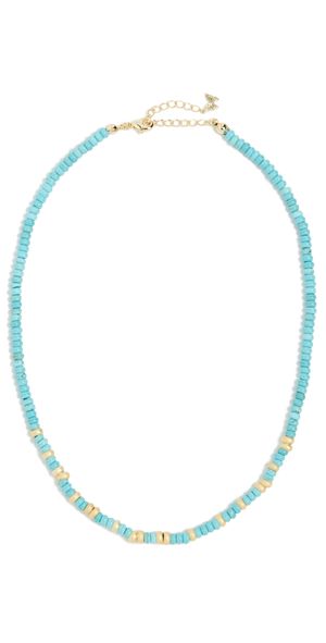 By Adina Eden Beaded Accent Choker Necklace Turquoise One Size