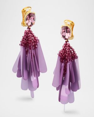 Long Sequined Clip-On Earrings