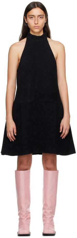 We11done Black Pleated Minidress