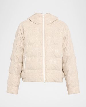 Pailette Check Wool Flannel Puffer Jacket