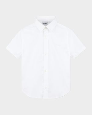 Boy's Logo Embroidered Button Down Shirt, Size 4-5