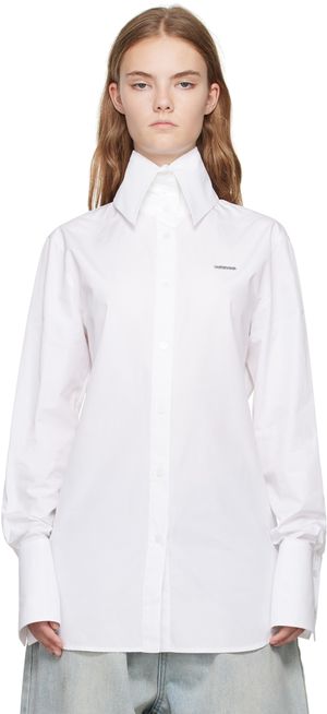 We11done White High-Neck Collar Shirt