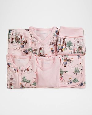 Girl's 6-Piece Interlock Cotton Gift Set, Size Newborn-9M