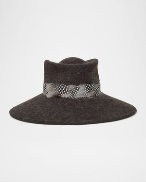 Merle Wool Fedora Hat with Feathers