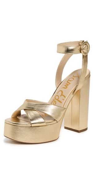 Sam Edelman Savannah Platform Heels Amber Gold 8