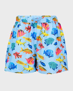 Boy's Tropical Fish Swim Shorts, Size 2-10