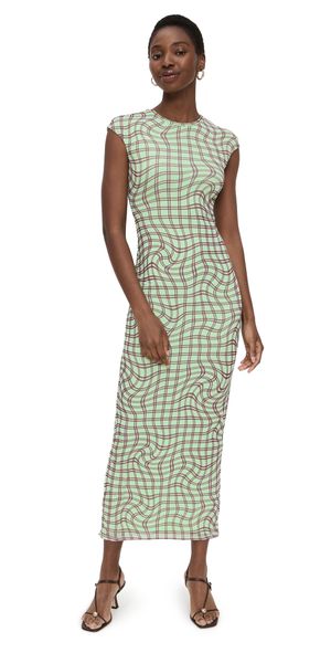 AFRM Cody Dress Mint Plaid L