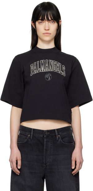 Palm Angels T-shirt écourté noir à logo de style collégial
