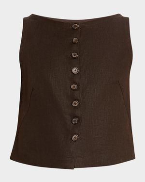 Elia Cropped Linen Top