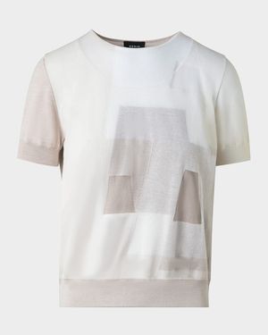 Trapeze Rayonnant Intarsia Layered Short-Sleeve Sweater