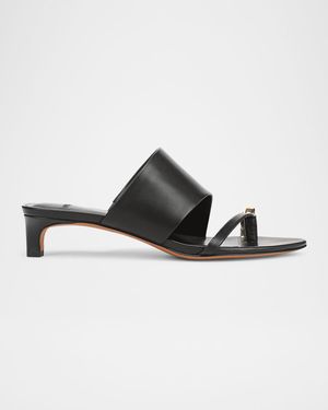 Suzie Leather Kitten-Heel Sandals