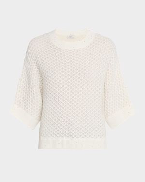 Textured Sequin-Embellished Sweater