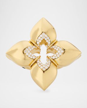 18K Yellow Gold Diamond Venetian Princess Ring, Size 6.5