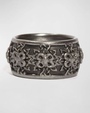 Men's Romero Blackened Woven-Scroll Wide-Band Ring, Size 10-11