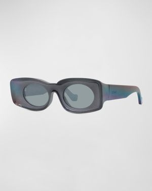 Men's Holographic Thin Geometric Sunglasses