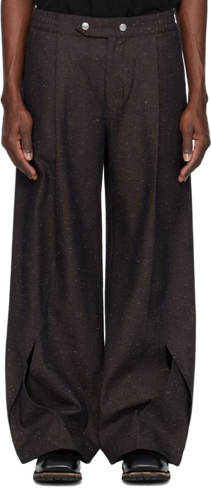 NULLUS Brown Intertwined Structure Trousers