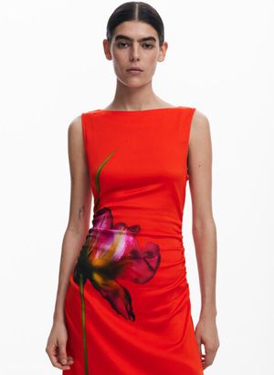 Desigual - Robe longue imprimée - Taille XL - Rouge