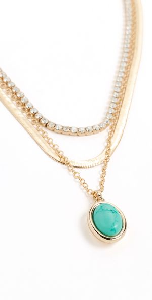 Ettika Crystal Halo Layered Necklace Turquoise One Size