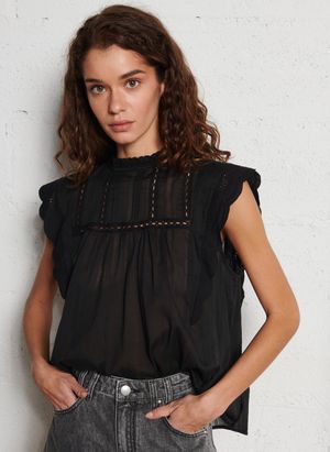 Suncoo - Blouse volantée en coton bio - Taille 3 - Noir