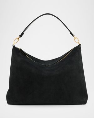 Medium Suede Scooped Shoulder Bag