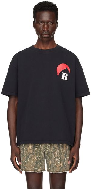 Rhude T-shirt noir à images à logo exclusif à SSENSE