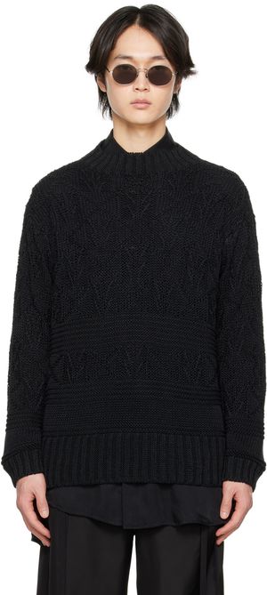 Th products Black Semi-Sheer Sweater