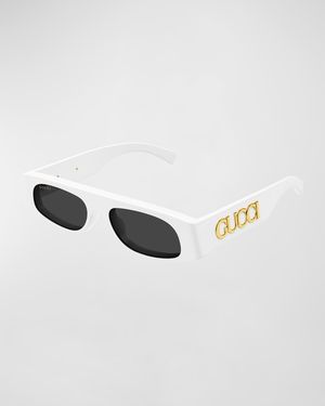Logo Acetate Rectangle Sunglasses