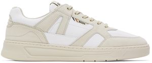 BOSS Beige & White Mixed Material Sneakers