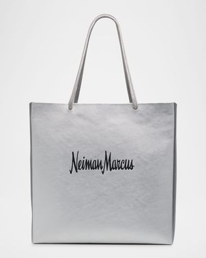 Neiman Marcus Metallic Leather Shopper Tote Bag