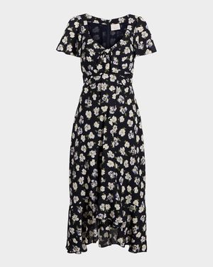 Isha Floral Short-Sleeve Dress