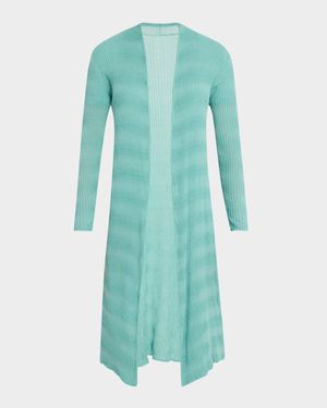 Ribbed Open-Front Duster Cardigan
