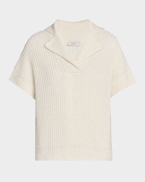 Ribbed Sequin-Embellished Shimmer Knit Vest