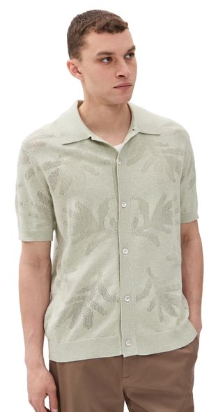 NN07 Thor Knit Button Down Polo Sage Green L