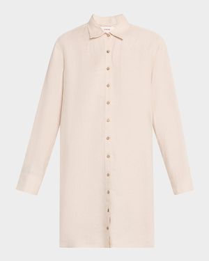 Bobby Solid Linen Shift Mini Shirtdress