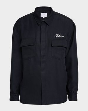 Men's Cotton Dual Pocket Chest-Logo Work Shirt