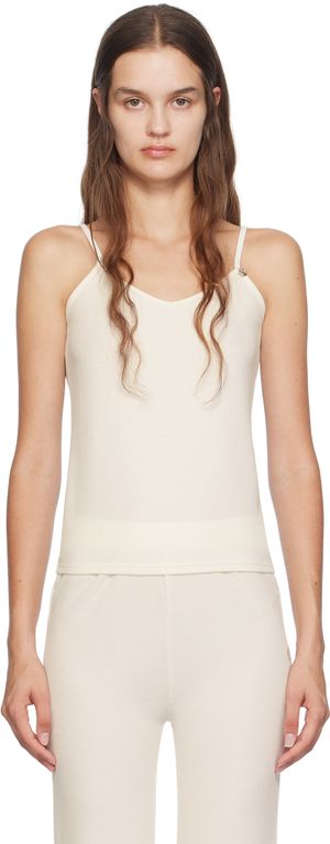 BOSS Off-White Embroidered-Logo Tank Top