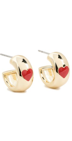 Gorjana Amour Helium Heart Huggies Gold/Red Enamel One Size