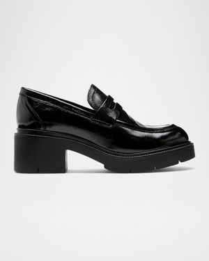 Alisa Shiny Crinkle Leather Loafers