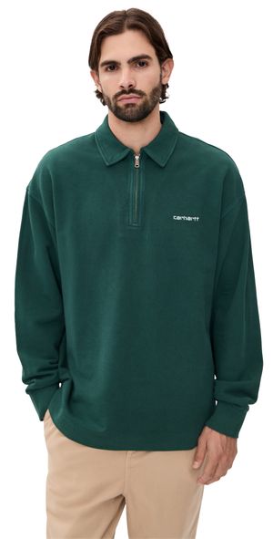 Carhartt WIP Piqu Script Sweater Dark Fir/White (Garment Dyed) M