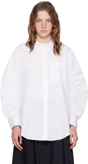 3.1 Phillip Lim White Gathered Sleeve Shirt