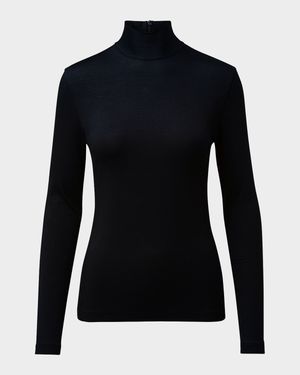 Turtleneck Long-Sleeve Modal-Stretch Top